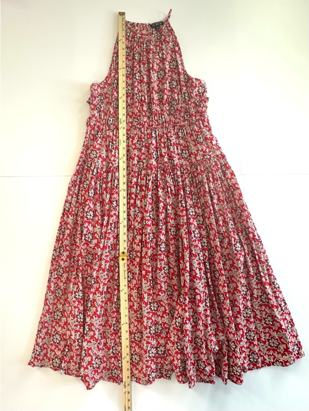 J.Crew Tie Waist Halter Dress in Vintage Red Floral | XXL | NWOT - Picture 6 of 13